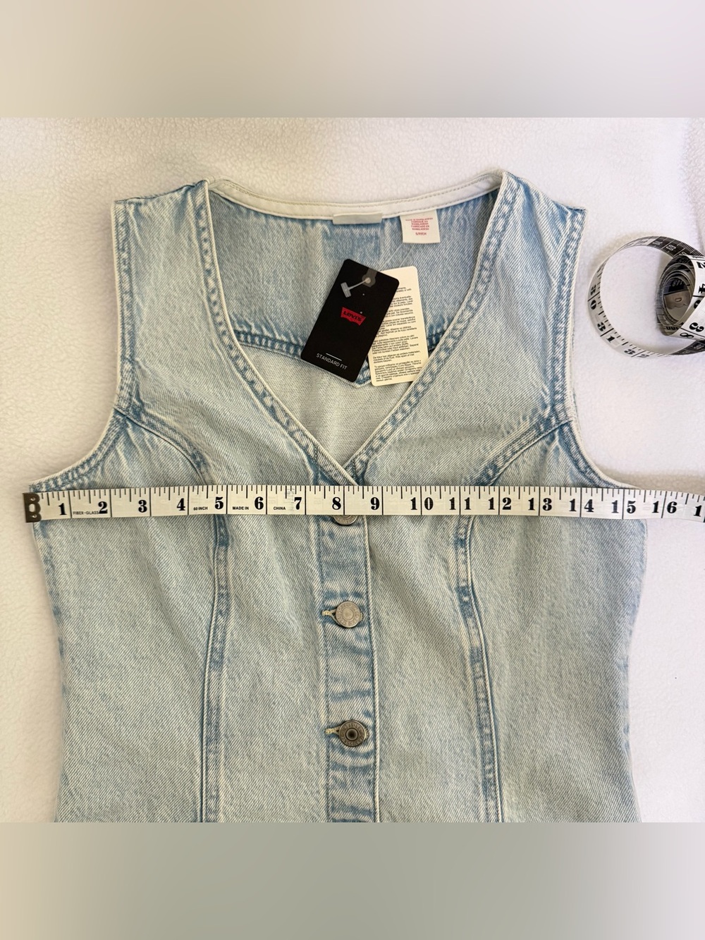 Levi’s Vianna Denim Vest Dress Button Front Light Wash Size Small - Picture 5 of 12